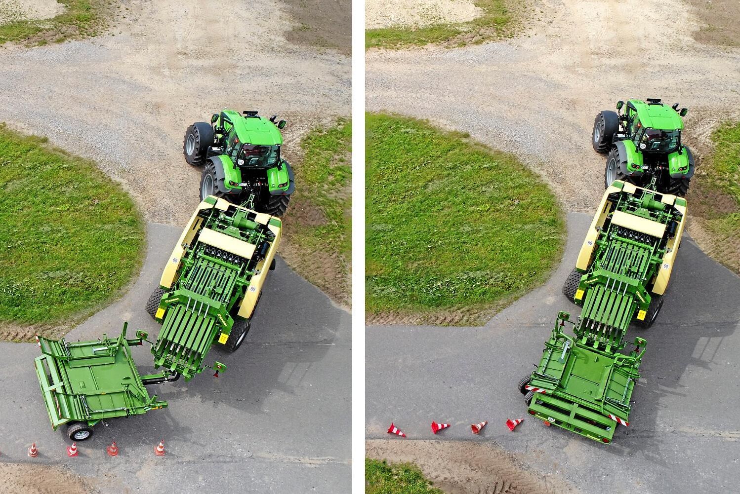 Balsamlaren är konstruerad på ett sätt som gör att den blir frikopplad under transporten till och från fältet, men fast förankrad i konstruktionen under arbete.
