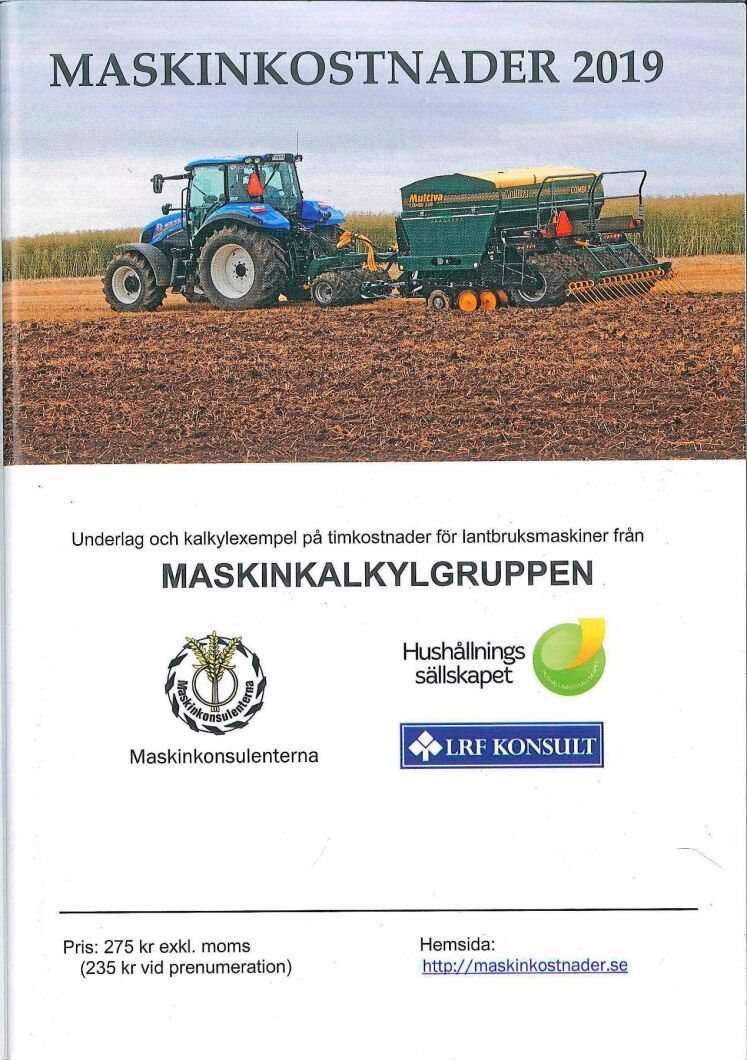 Häftet Maskinkostnader 2019.