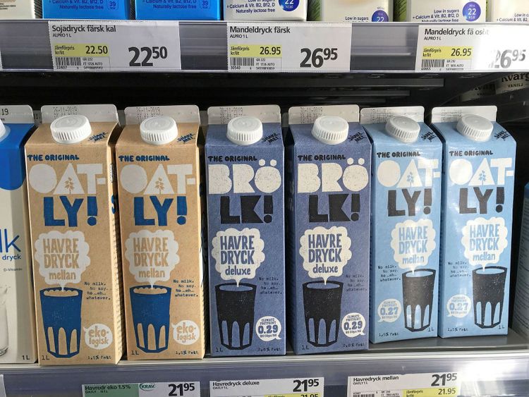 Oatly har varumärkesskyddat namnen brölk, pjölk och trölk och säljer nu produkter under dessa namn.
